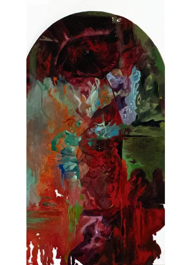 Image of And there was light by Daria Heimur, size: 70x40cm, made of олія на полотні, Painting medium, part of the Malleus Maleficarum series, priced at €450