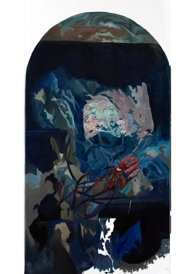 Image of Свята вода by Daria Heimur, size: 70x40cm, made of олія на полотні, Painting medium, part of the Malleus Maleficarum series, priced at €450