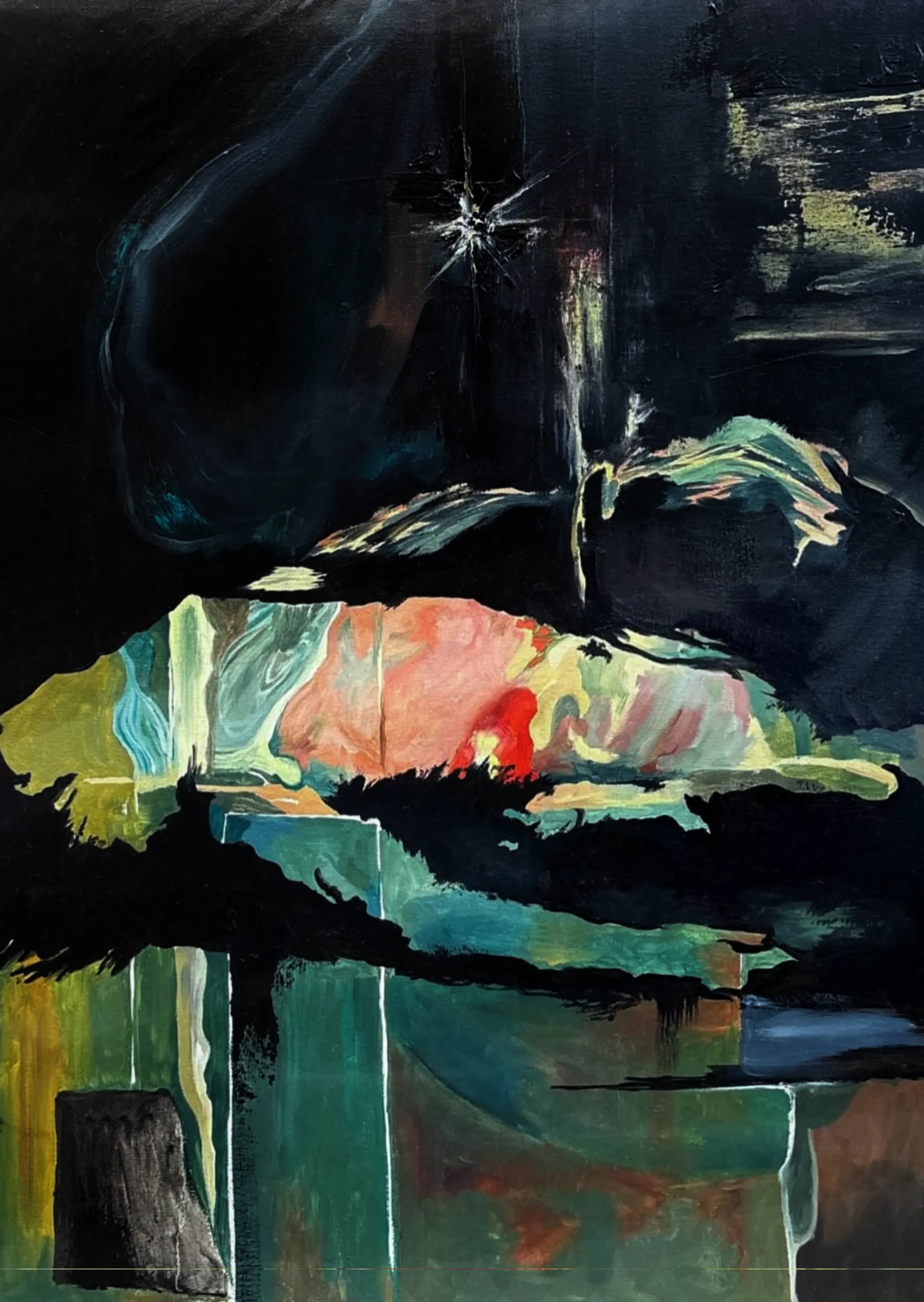 Image of Nigredo by , size: 80x60cm, made of oil on canvas, Painting medium, part of the Magnum opus series, priced at €550